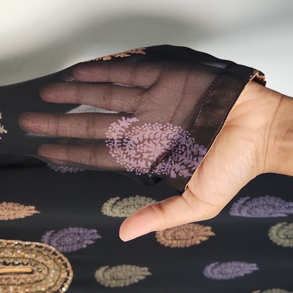 BIBA Indowestern Black paisley tunic top - Picture 3 of 6